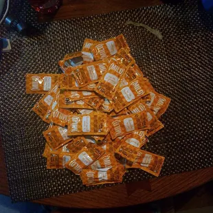 55 sauce packets for a one bag order....