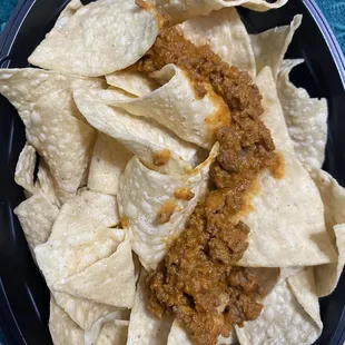 This is my nachos with no tomatoes and no beans .... wait no cheese either