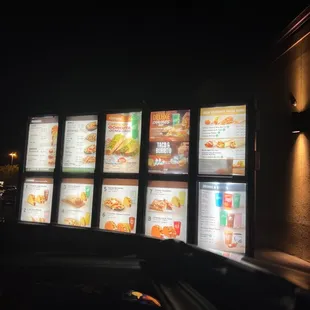 the menus of a fast food restaurant