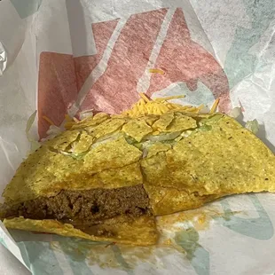 "Crunchy" taco again, crushed and falling apart.