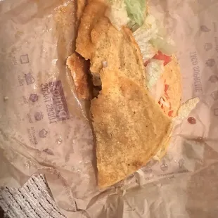 Wet and soggy "crunchy" taco that looks like a homeless person denied