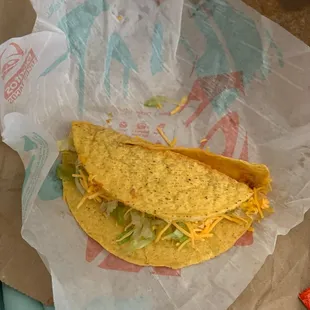 Terrible!! My taco supremes, with no sour cream!! Got the combo and this was the best looking one of the bunch (3).