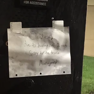 Went to this Taco Bell @12 am june 16 &amp; there were FOUR employees sitting at a table inside. Management is spelled wrong so is this legit?