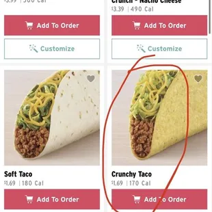 Crunchy Taco $1.69