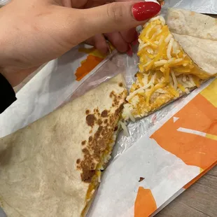 Unmelted Cheese Quesadilla