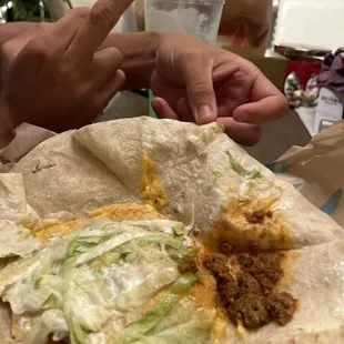negative meat is going on in this crunch wrap