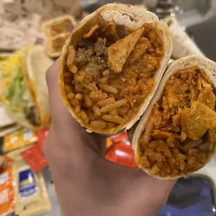 the inside of a burrito