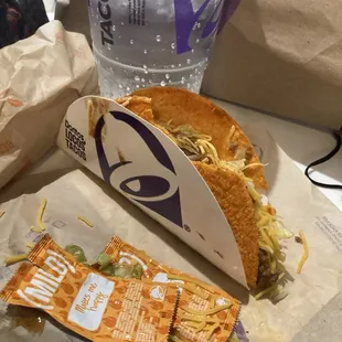 Doritos loco taco and burrito chesse bean soda drink