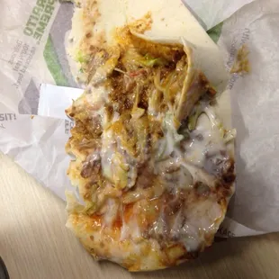 So I asked for a burrito and this is exactly what I gave known me all letters and so much sour cream