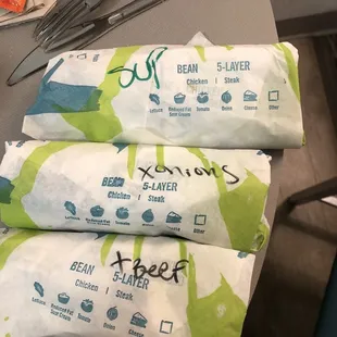 Marked each different burrito nice