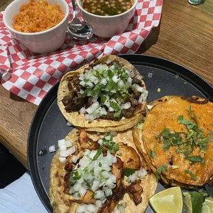 Chicken Baby Taco, Quesabirria, Asada Taco, rice