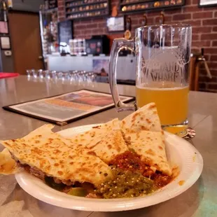 Carne Asada Quesadilla w/ Grilled Veggies - Hot Hot Sauce  and the Green Salsa