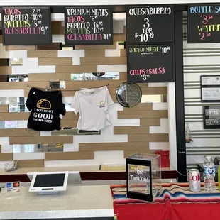 a table with a variety of food items