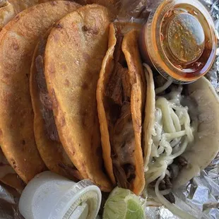 Quesabirria's and an Asada Taco