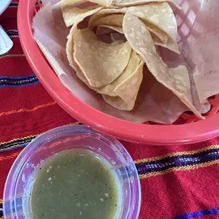 Green salsa was deep with flavor and no spice for us wimps.