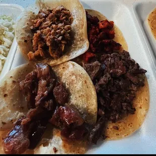 We tried 1 of every taco! Barbacoa, Pastor, Asada, Cabeza