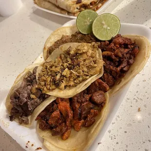 Top: Pollo, Left: Asada, Barbacoa, Right: Al Pastor - Favorite for sure