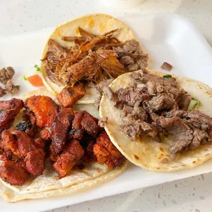 Three Tacos (barbacoa, pastor, asada)