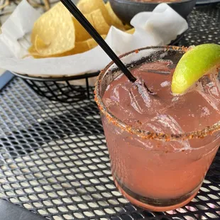 Watermelon mezcal, a must have at this mezcal bar! The tacos are yummy too lol