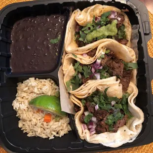 Steak taco meal