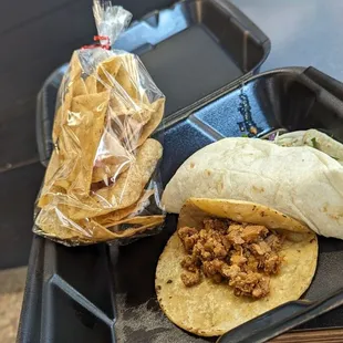 Al Pastor and steak street taco