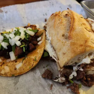 Corn taco and half a torta