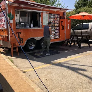 Taco brother truck...view from under the shade tents (with tables)