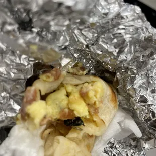 Bacon and egg taco