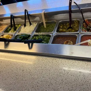 The condiment bar.