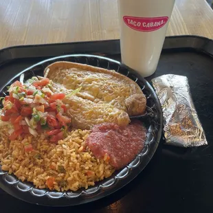 Chile Relleno Platter minus the beans