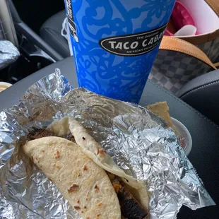 a taco and a drink