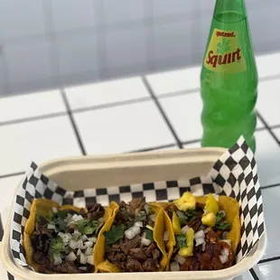 Tacos, salsas and Mexican soda