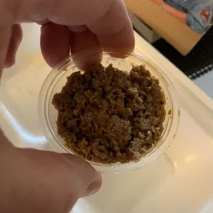 Meat serving for "super taco salad".