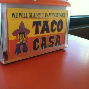 a taco box on a table