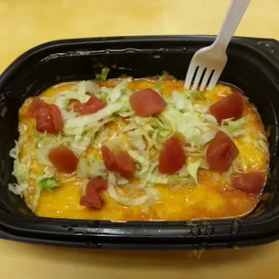 Small sancho boat.  The sancho boat is the same as the burrito boat but with the addition of shredded lettuce and chopped tomato.  Delicious