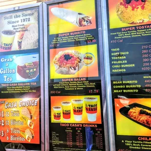 the menu of a mexican restaurant