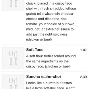 Shows chicken as an option but you only server ground beef.