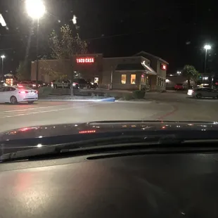 a parking lot at night
