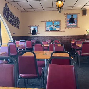 tables and chairs in a restaurant