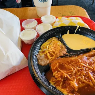 Enchiladas were sooo good! Went with the hot option.