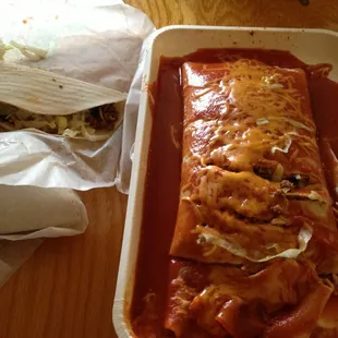 King wet burrito and two super tacos