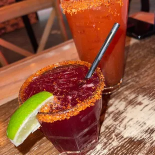 Jamaica margarita and a michelada