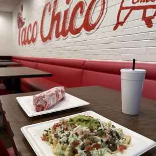 Loaded fries and California burrito