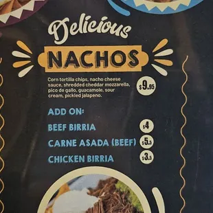 Menu as of October 2024