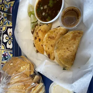 Birria tacos and jalapeño queso and chips