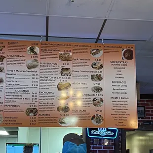 the menu of a mexican restaurant