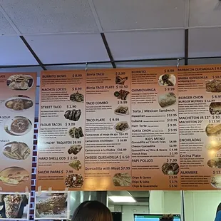 the menu of a mexican restaurant