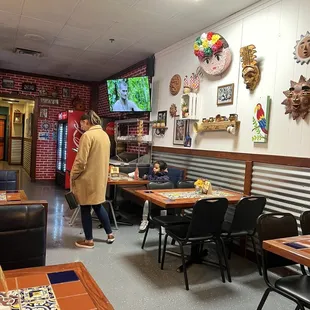 a woman in a restaurant