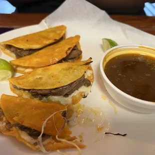 Birria Tacos! Yum! Packed with meat!