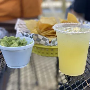 Guacamole and a margarita on the patio